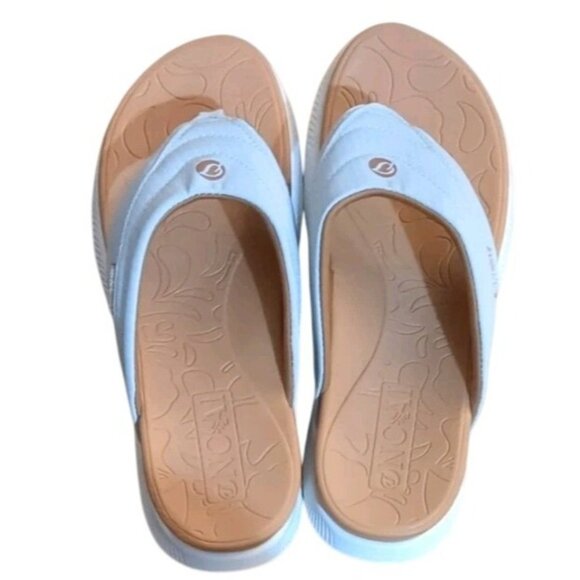 Womens Oncai Comfort Slide sandal, flip flop Sz 11 White Tan orthopedic recovery - Picture 2 of 10
